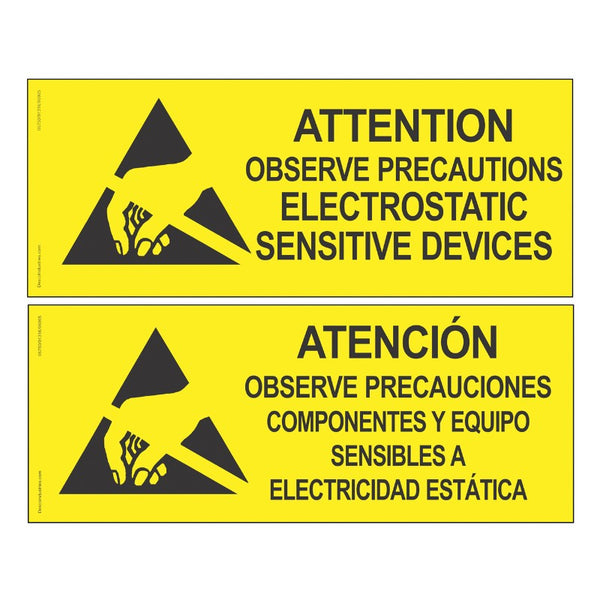 Desco Attention Sign, English-Spanish, 102mm x 254mm