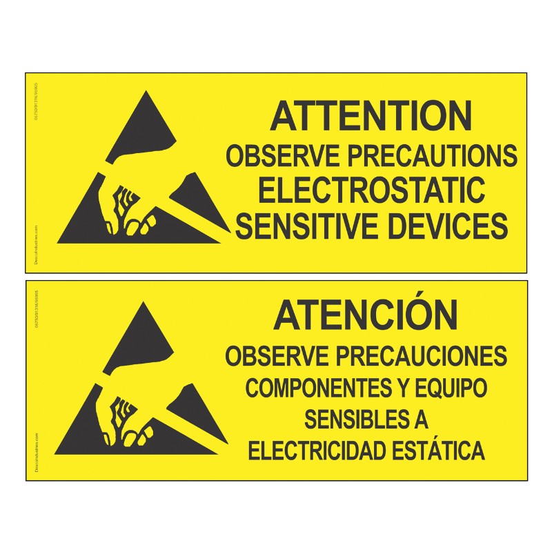 Desco Attention Sign, English-Spanish, 102mm x 254mm