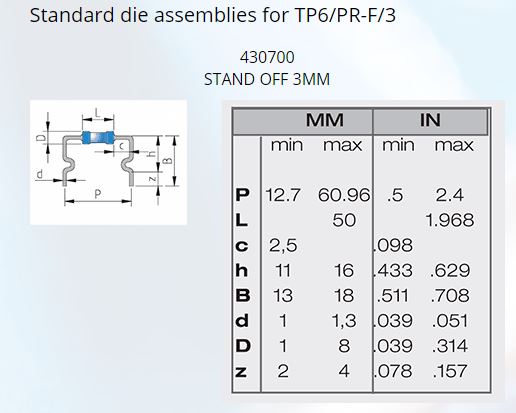 Olamef Die Assembly Stand Off 3,5mm For Leads