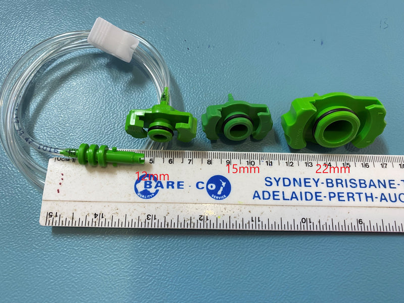 Fisnar Quantx Barrel Adapter (Green) with 1/8'' (3.175mm) Hose, Safety Clip, 3ft (91cm), 30/55cc