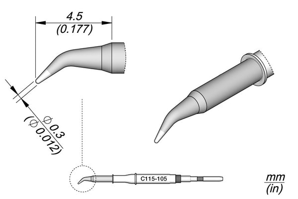 JBC Nano Solder Tip Conical Straight 0.8mm  C115107