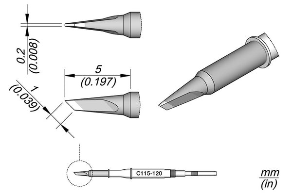 JBC Soldering Tip Cartridge, Knife 1 x 0.2