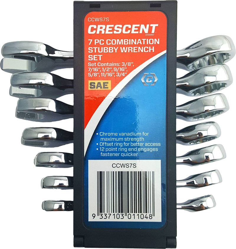 Crescent Stubby Wrench Set 7pc SAE Non Ratchet