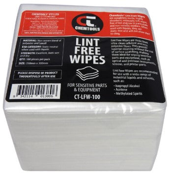 Chemtools Lint Free Cleaning Wipes, 350mm x 300mm, Pack of 100