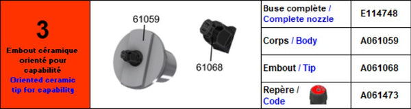 Europlacer Nozzle COMPLETE No.3 ( calibration Red code) - EUE114748