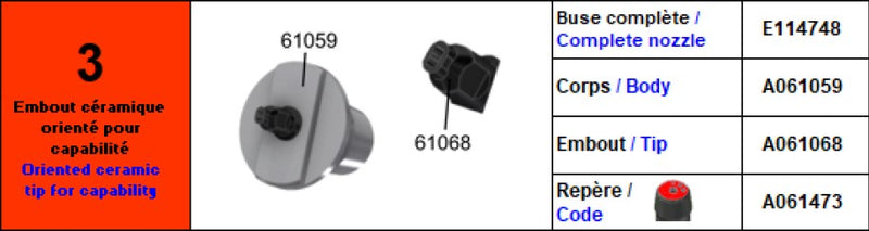 Europlacer Nozzle COMPLETE No.3 ( calibration Red code) - EUE114748