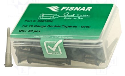 Fisnar Quantx Dispensing Tip, Double Tapered, 16G, 32mm, Luer Lock, GREY. Pack of 50