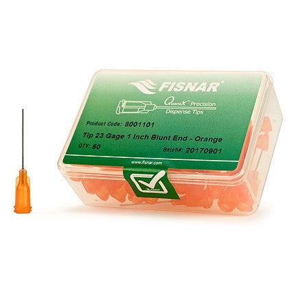 Fisnar Dispensing Tip, Blunt-End, 23G, 25.4mm, Luer Lock, ORANGE. Pack of 50