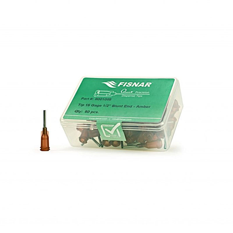 Fisnar Quantx Dispensing Tip, Blunt-End, 15G, 12.7mm, Luer Lock, ALUMINIUM, Pack of 50