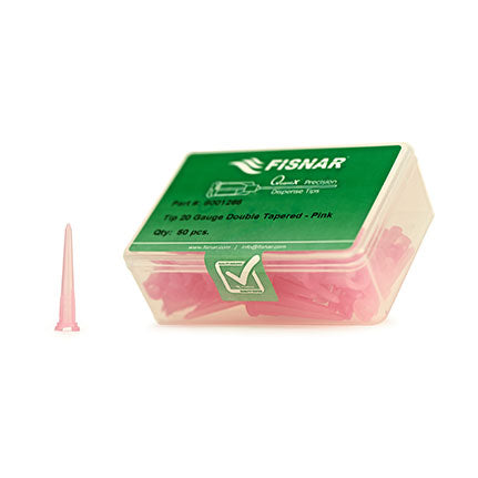 Fisnar Quantx Dispensing Tip. Double Tapered. 20G. 32mm. Luer Lock. PINK. Pack of 50
