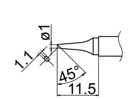 Hakko T12 Series Solder Tip, Shape 1BC