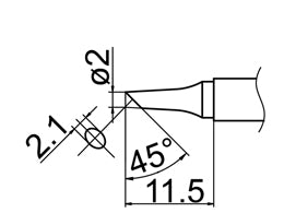 Hakko T12 Series Solder Tip, Shape 2BC - HKT12-BC2
