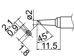 Hakko T12 Series Solder Tip, Shape 2BC Bevel with