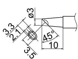 Hakko T12 Series Solder Tip, Shape 3BC Bevel with - HKT12-BCM3