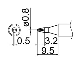 Hakko T12 Series Solder Tip, Shape 0.8D