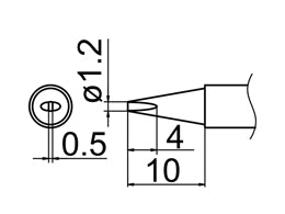 Hakko T12 Series Solder Tip, Shape 1.2D(Z)