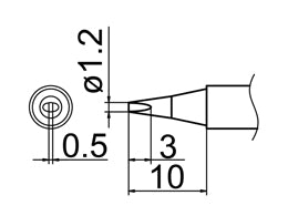 Hakko T12 Series Solder Tip, Shape 1.2D
