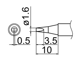 Hakko T12 Series Solder Tip, Shape 1.6D