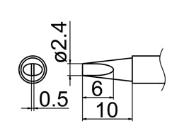 Hakko T12 Series Solder Tip, Shape 2.4D(Z)