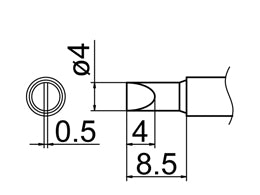 Hakko T12 Series Solder Tip, Shape 4D