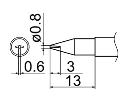 Hakko T12 Series Solder Tip, Shape 0.8DL - HKT12-DL08