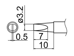 Hakko T12 Series Solder Tip, Shape 3.2DL - HKT12-DL32