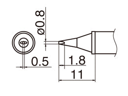 Hakko T12 Series Solder Tip, Shape 0.8WD
