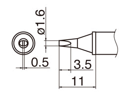 Hakko T12 Series Solder Tip, Shape 1.6WD