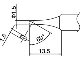Hakko Solder Tip For FX888 Shape 1.5C Tinned
