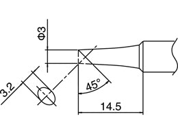 Hakko Solder Tip For FX888 Shape 3C, Tinned