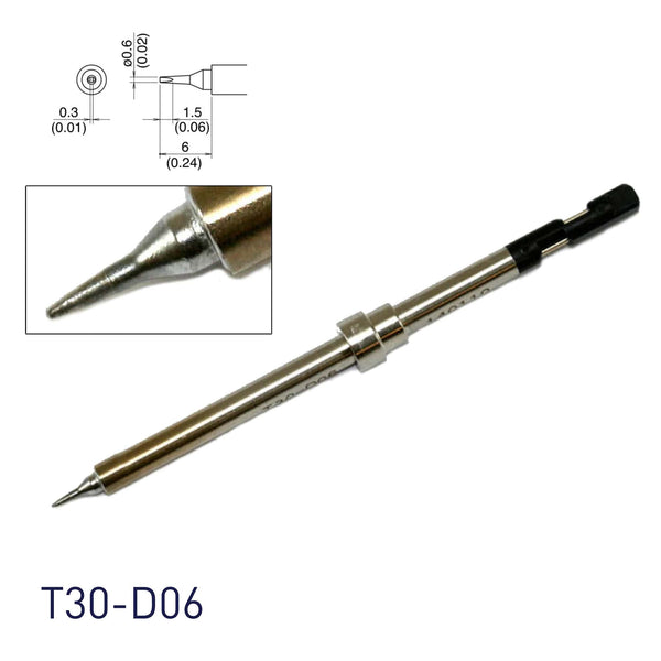 Hakko T30-D06 0.6mm Chisel Soldering Tip for FM2032