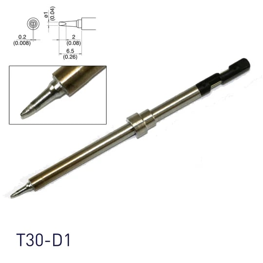 Hakko T30-D1 1.0mm Chisel Soldering Tip for FM2032