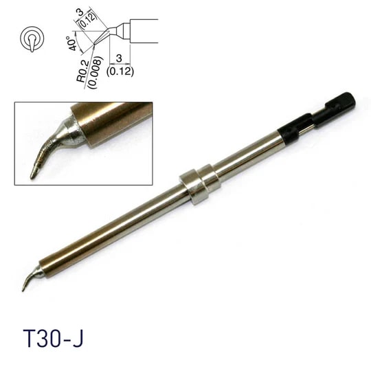 Hakko T30-J 0.2mm Bent Conical Soldering Tip for FM2032