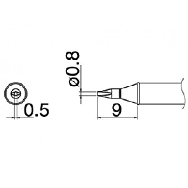 Hakko T31-01D08 FX100 0.8mm Chisel Soldering Tip 450°C