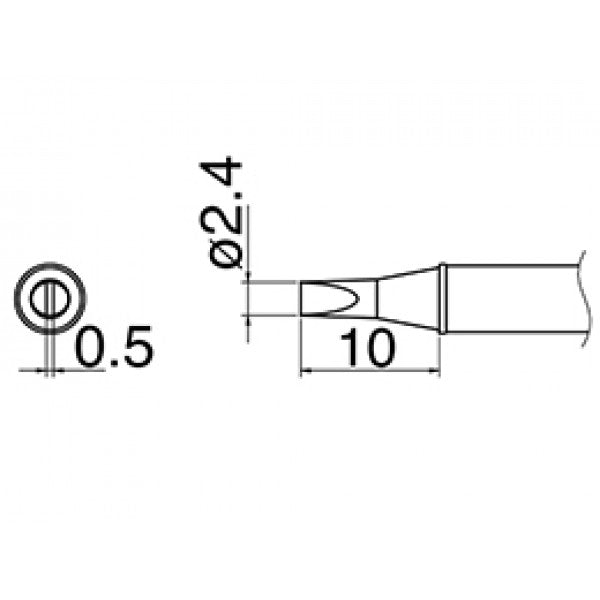 Hakko T31-02D24 FX100 2.4mm Chisel Soldering Tip 400°C