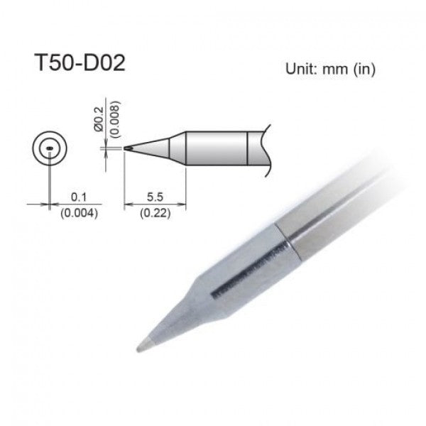Hakko T50-D02 Micro Soldering Tip Chisel 0.2mm