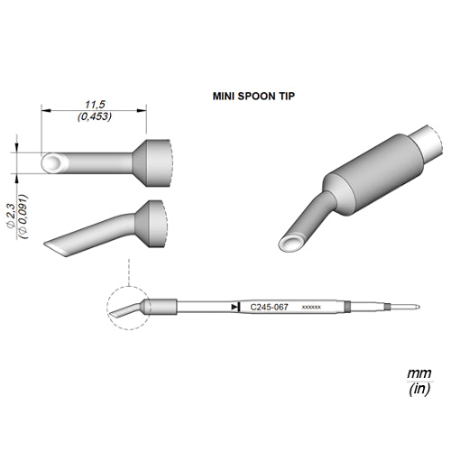 JBC Soldering Tip Cartridge Mini Spoon 2.3mm