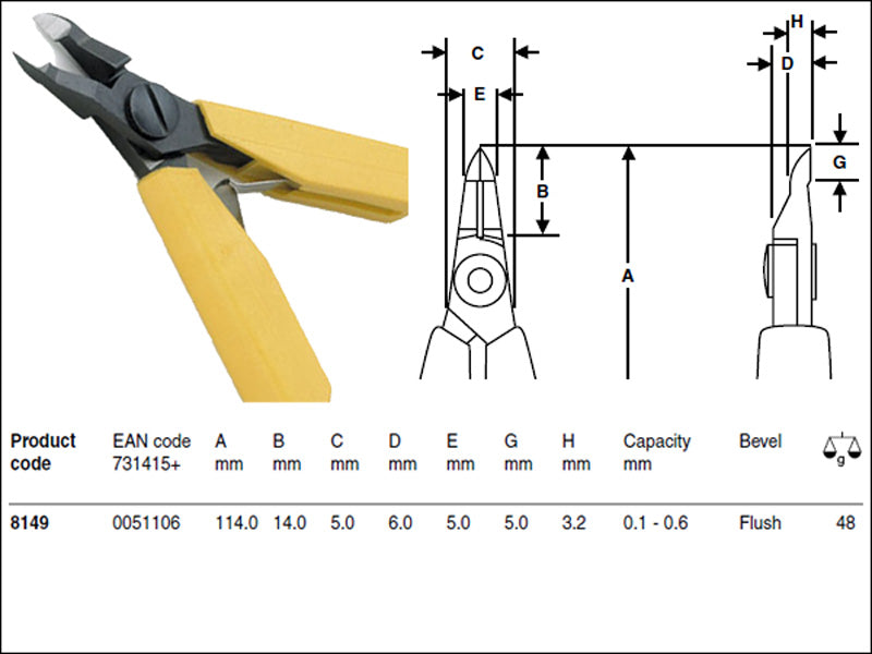 Lindstrom Side Cutters, Long Nose - Flush