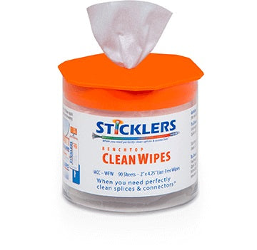 Sticklers Fibre Optic Cleaning Wipes, Tub, 90 Shts