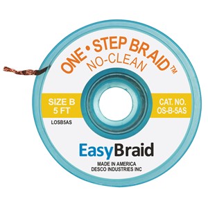 EasyBraid NO-CLEAN (One-Step) Solder Wick, A/S, 1.4mm, #2, Yellow, 5ft Braid