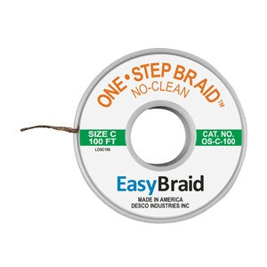 EasyBraid NO-CLEAN (One-Step) Solder Wick, 2mm, #3, Green, 30m (100ft) Braid