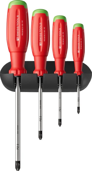 PB Swiss SwissGrip Evo Pozidrive Screwdriver Set with Wall Bracket in Box