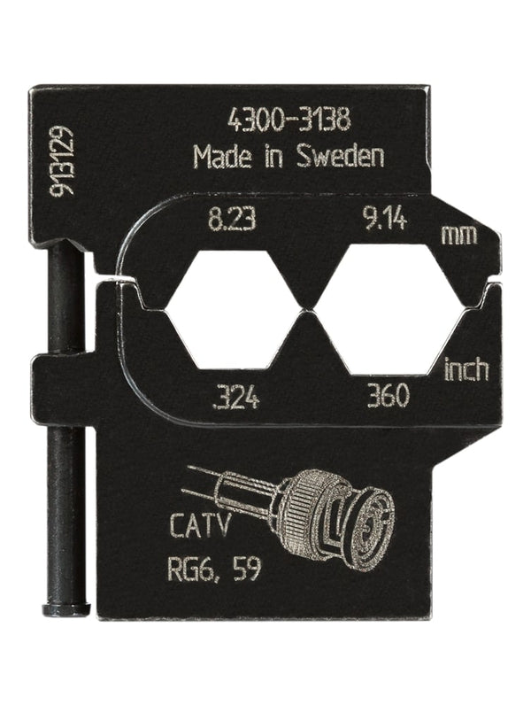 PRESSMASTER CRIMP DIE for crimping CATV connectors onto RG 6.59 coaxial cable