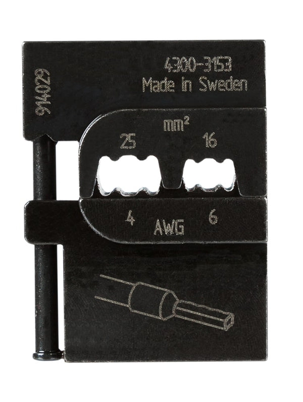 Pressmaster Die set for 6-4 AWG (16-25 mm2) insulated and noninsulated wire ferrules