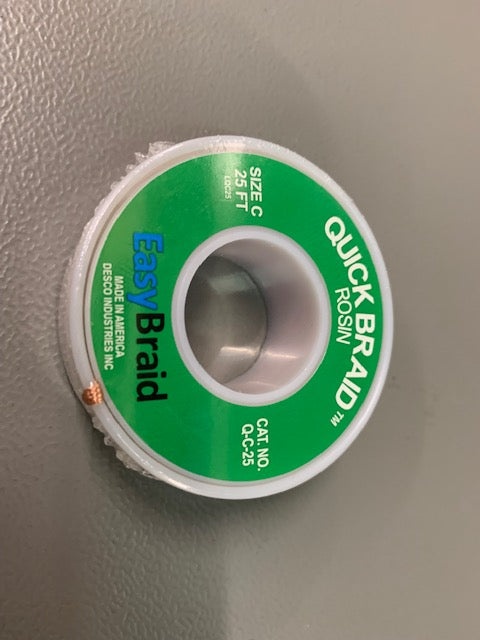 EasyBraid ROSIN (Quick Braid) Solder Wick, 2mm, #3, Green, 25ft Roll