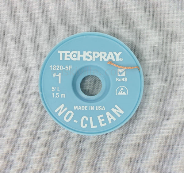 TechSpray NO-CLEAN Solder Wick A/S 1.0mm, #1, White, 5f