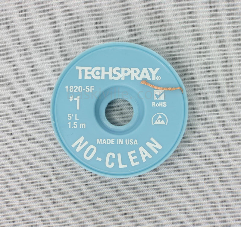 TechSpray NO-CLEAN Solder Wick A/S 1.0mm, #1, White, 5f