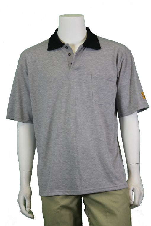 Esd Polo Shirt, Black, Long Sleeve, Men's Lge