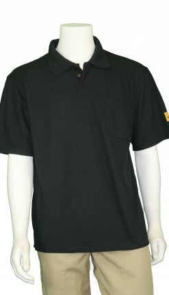 Esd Polo Shirt, Black, Short Sleeve, Men's Large