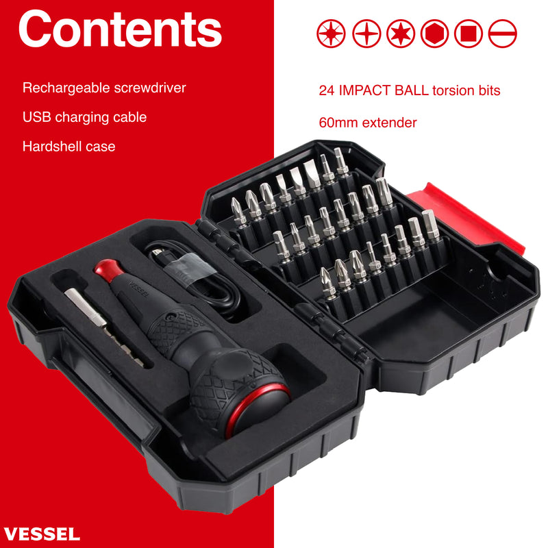 Vessel 220USB-25B Cordless Driver With Bit Set